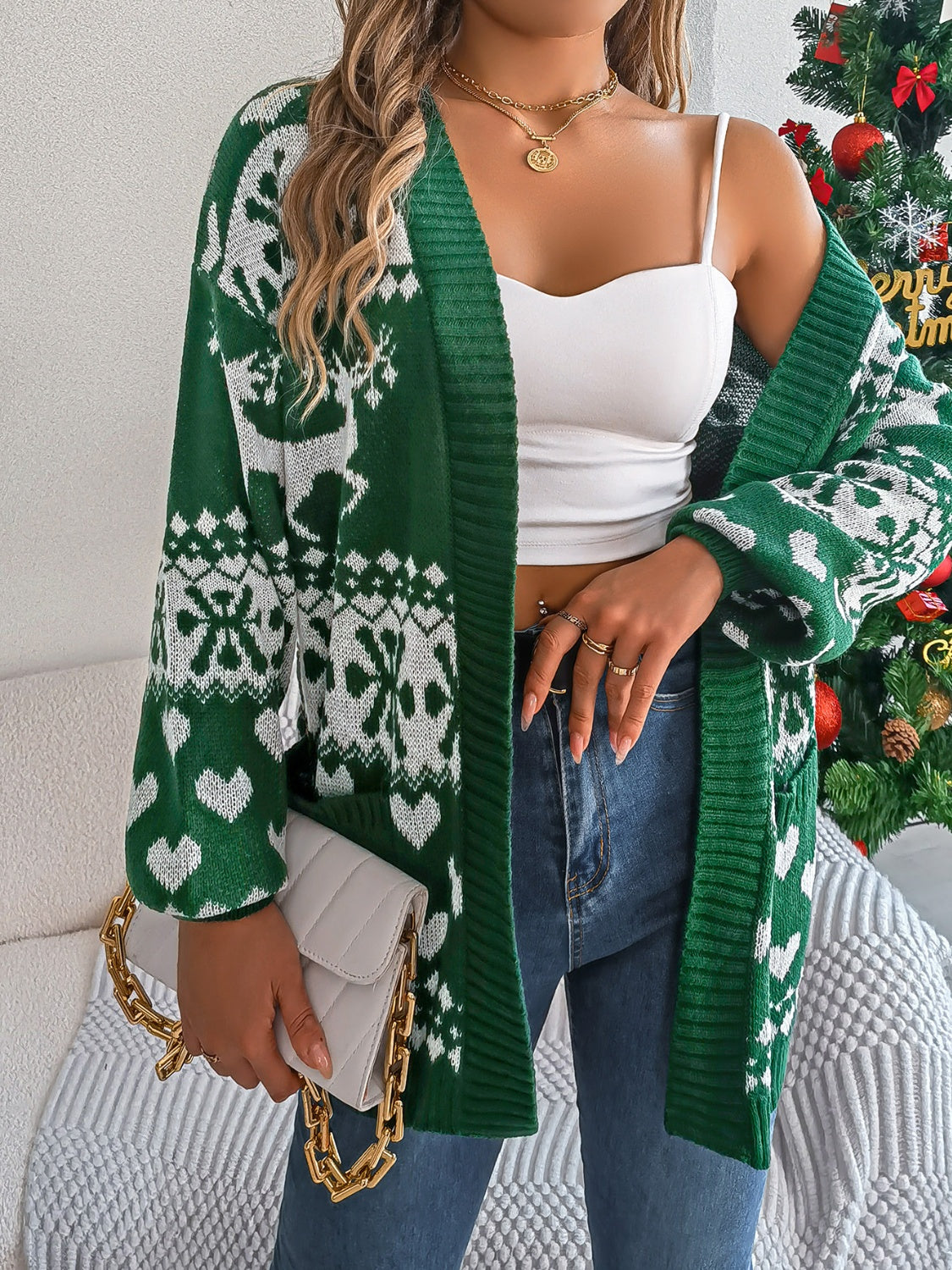 NicholesGifts Women Pocketed Open Front Long Sleeve Cardigan NicholesGifts