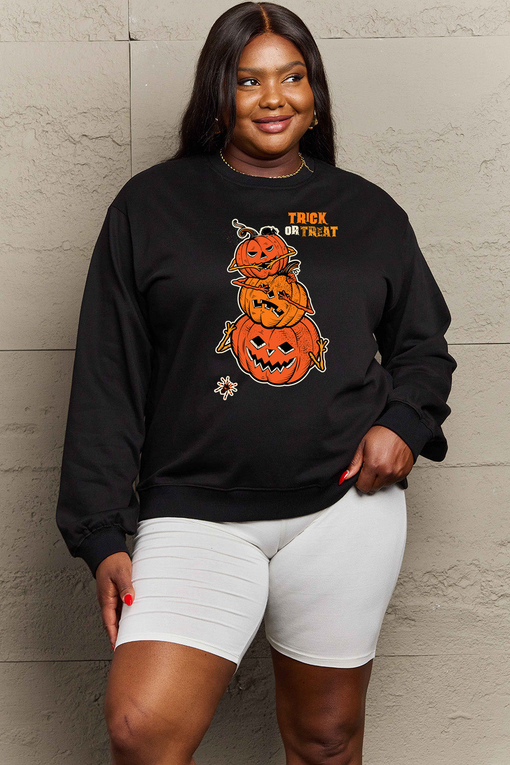 Simply Love Full Size TRICK OR TREAT Graphic Sweatshirt NicholesGifts