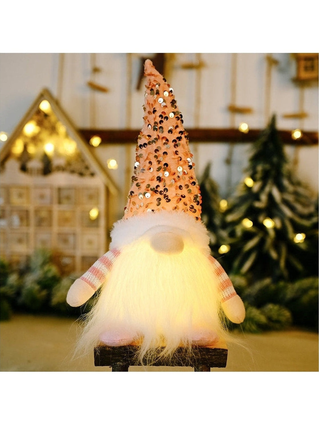 Sequin Light-Up Faceless Gnome