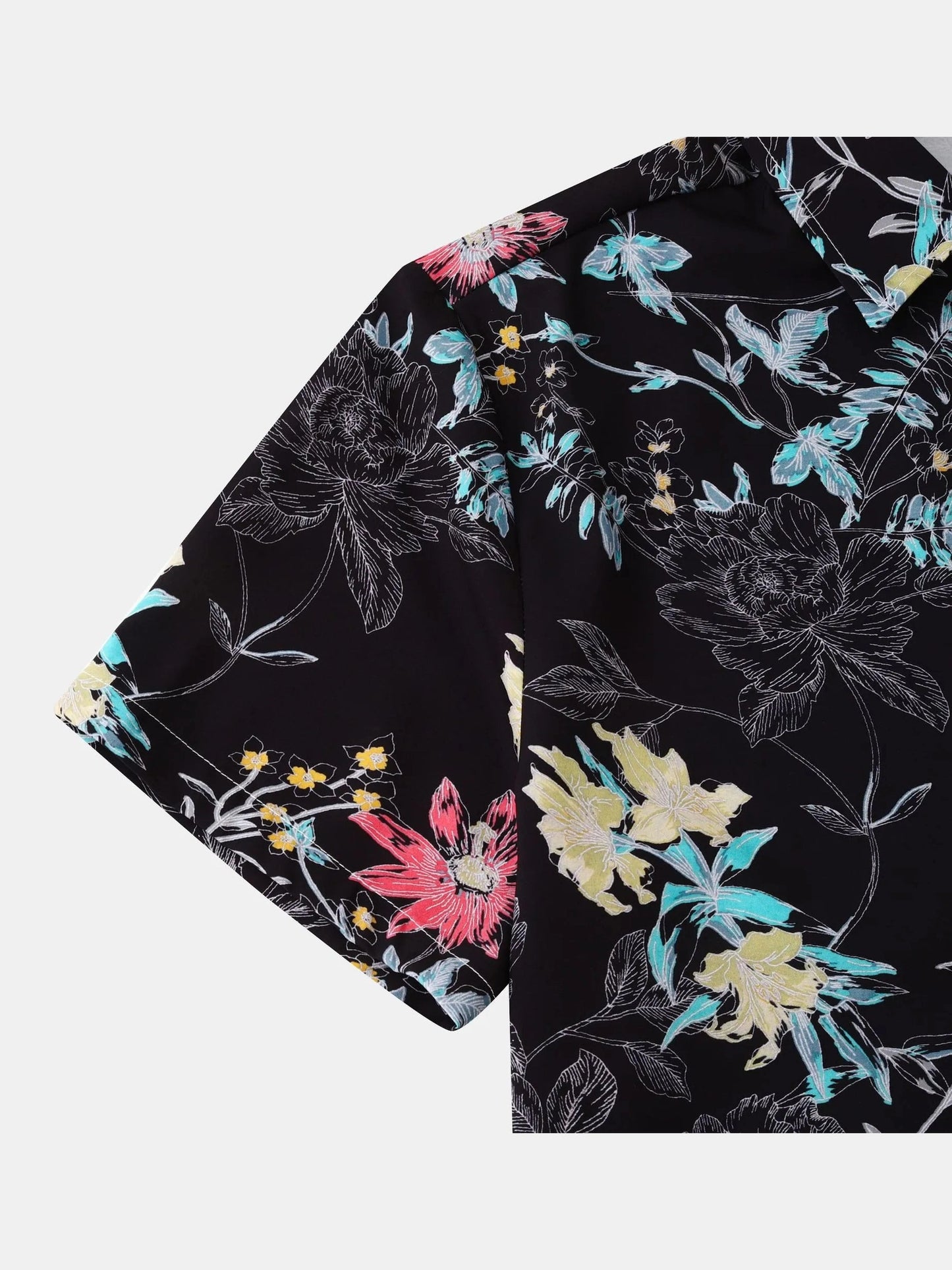 Men's Plus Size Floral Print Short Sleeve Button Down Casual Shirt Trendsi