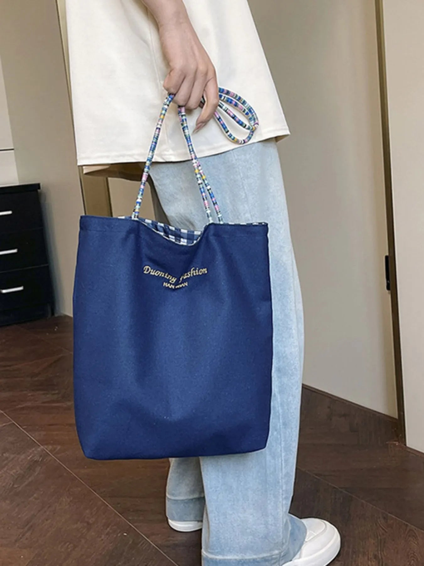 Gingham Pattern Tote Bag Trendsi