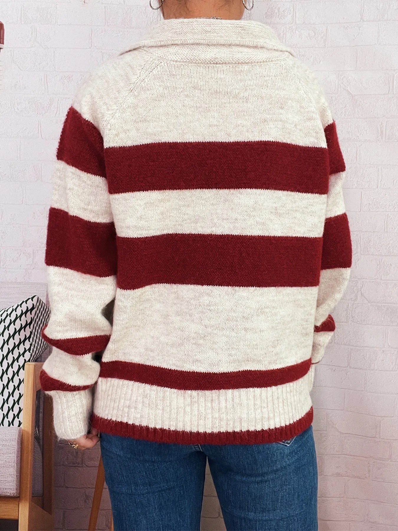 Striped Button-Up Cozy Cardigan