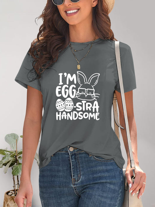 Women Graphic Round Neck Short Sleeve Easter T-Shirt NicholesGifts