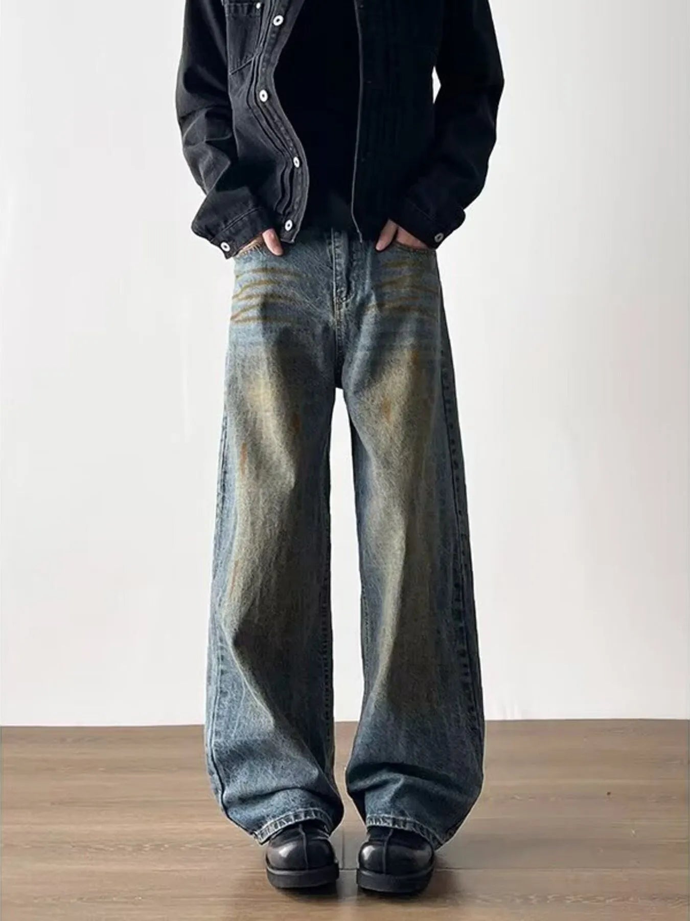 Men's Full Size Wide-Leg Jeans Plus Size Trendsi
