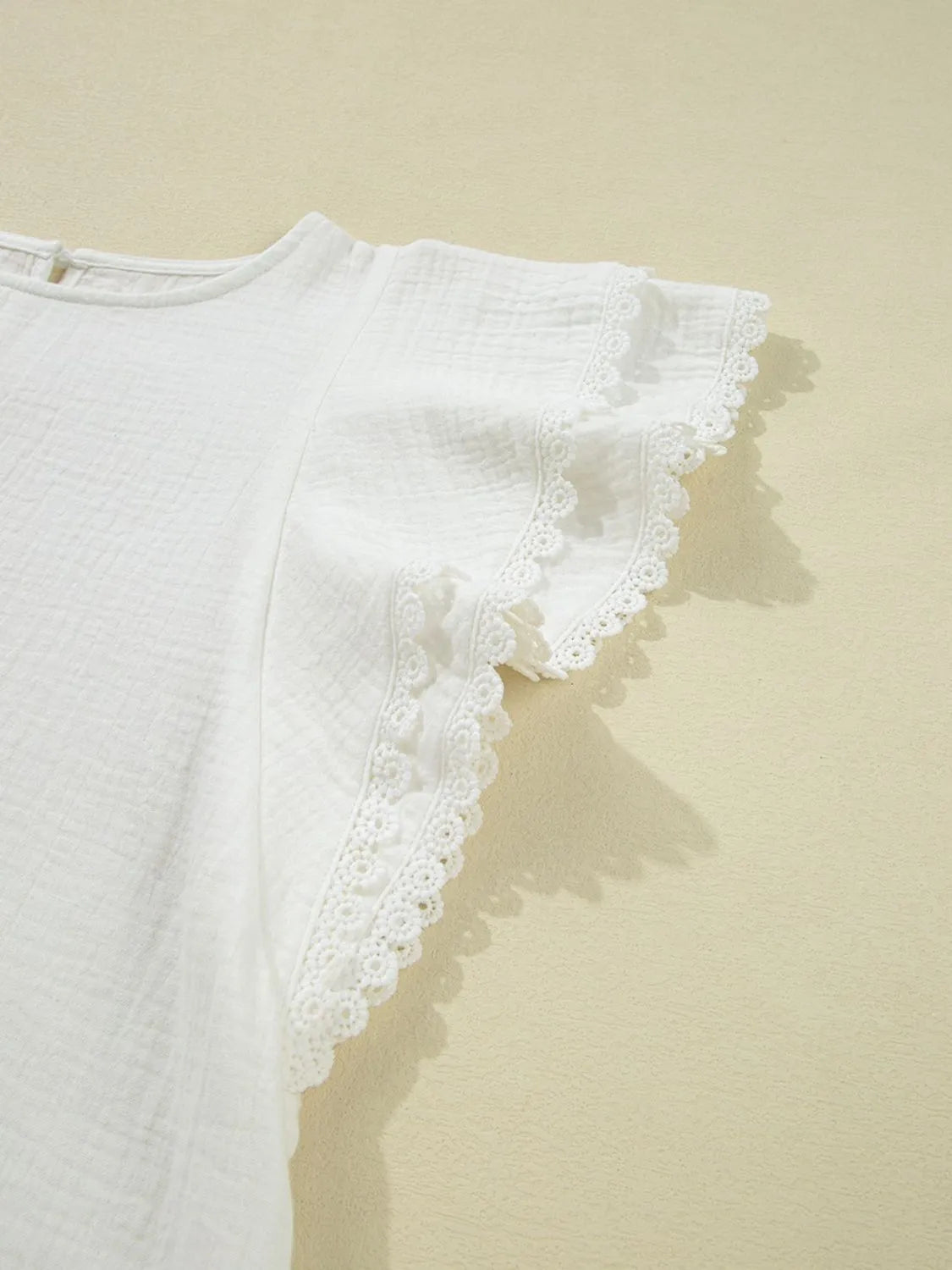 Crinkled Layered Ruffled Flutter Sleeve Blouse NicholesGifts