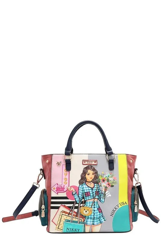 Nicole Lee USA Eco-Leather Handbag with Side Pockets Trendsi