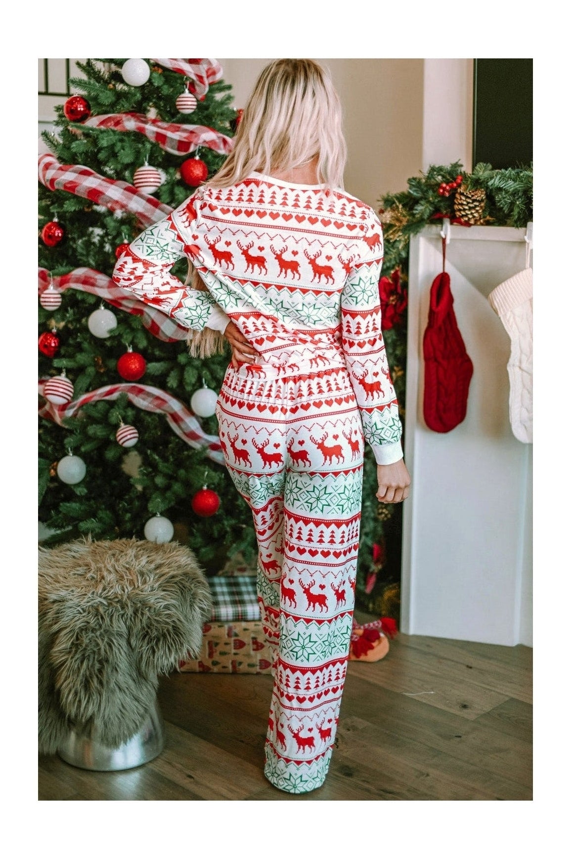 Christmas Element Round Neck Top and Pants Lounge Set NicholesGifts