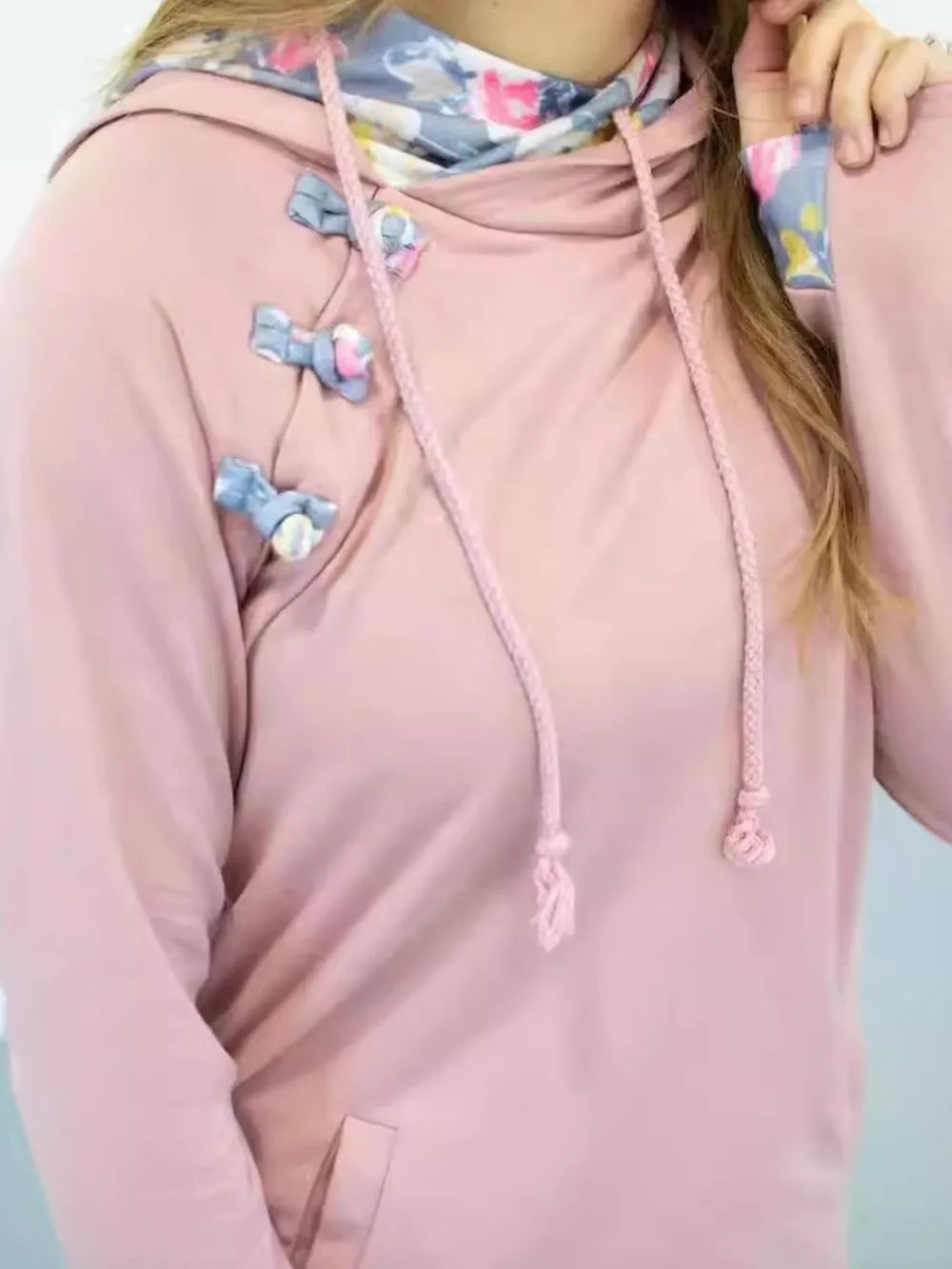 Full Size Drawstring Long Sleeve Printed Hoodie Trendsi