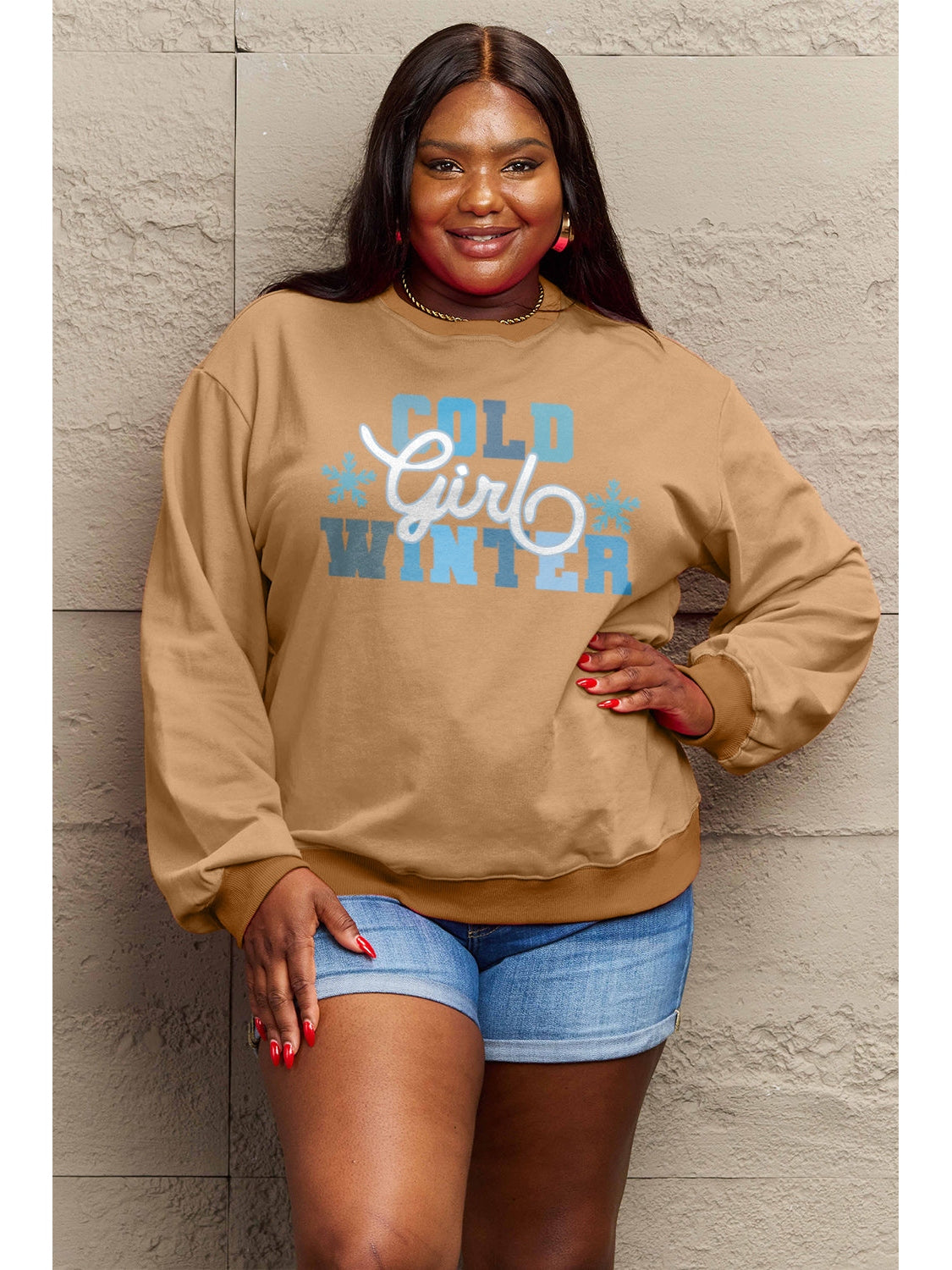 Simply Love Full Size COLD WINTER Graphic Long Sleeve Sweatshirt NicholesGifts