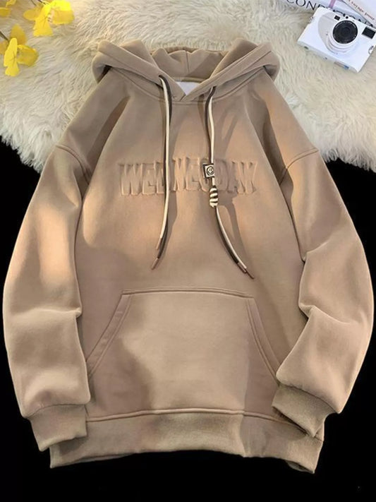 Men's Plus Size Letter Drawstring Long Sleeve Hoodie NicholesGifts