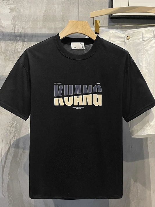 Men's Full Size Letter Round Neck Short Sleeve T-Shirt Plus Size NicholesGifts