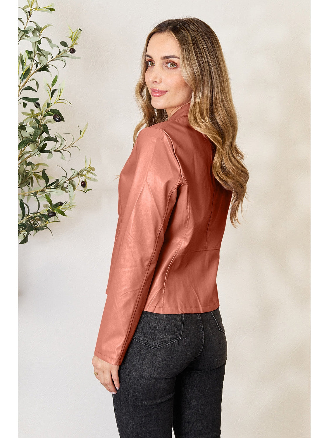 NicholesGifts Women Mock Neck Zip Up Jacket NicholesGifts