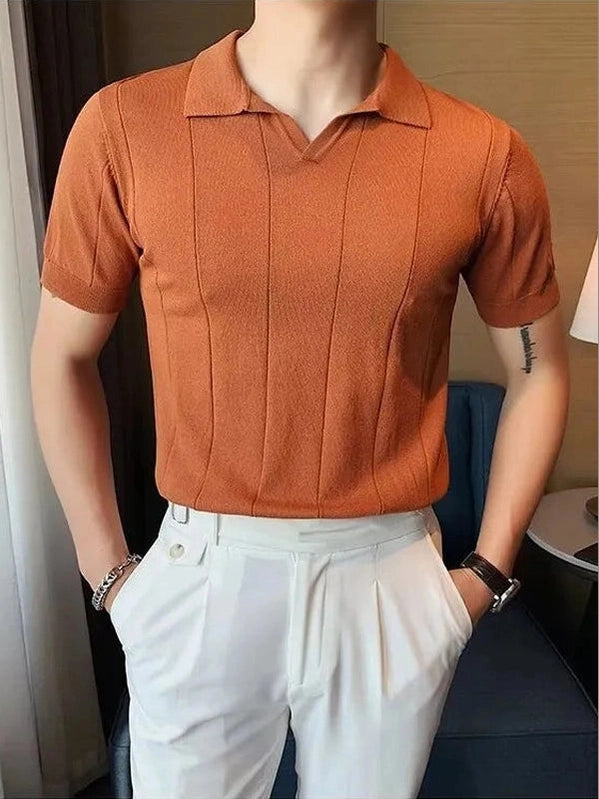 Men's Plus Size Collared Neck Short Sleeve Polo