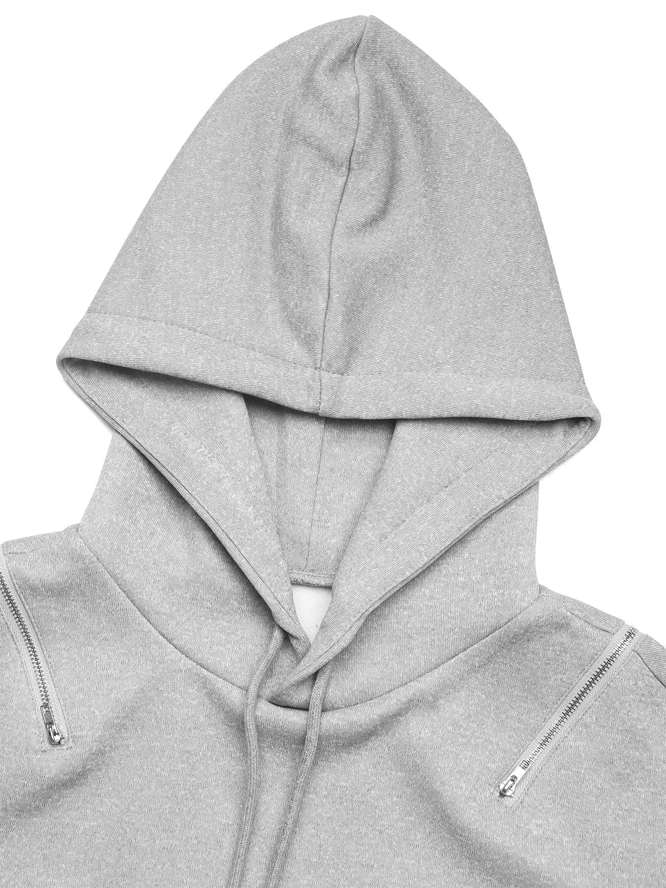 Drawstring Zip Detail Cold Shoulder Hoodie