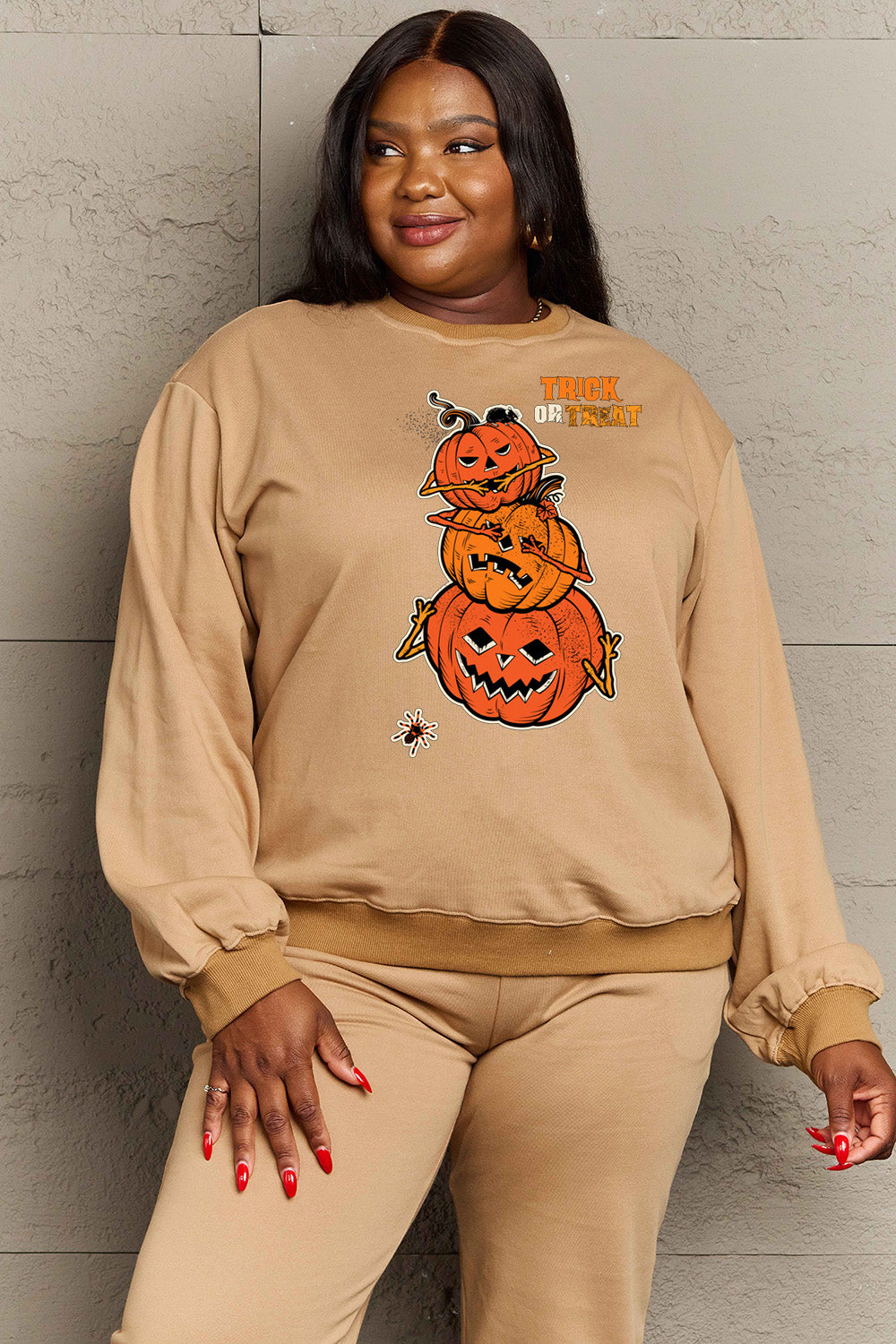 Simply Love Full Size TRICK OR TREAT Graphic Sweatshirt NicholesGifts