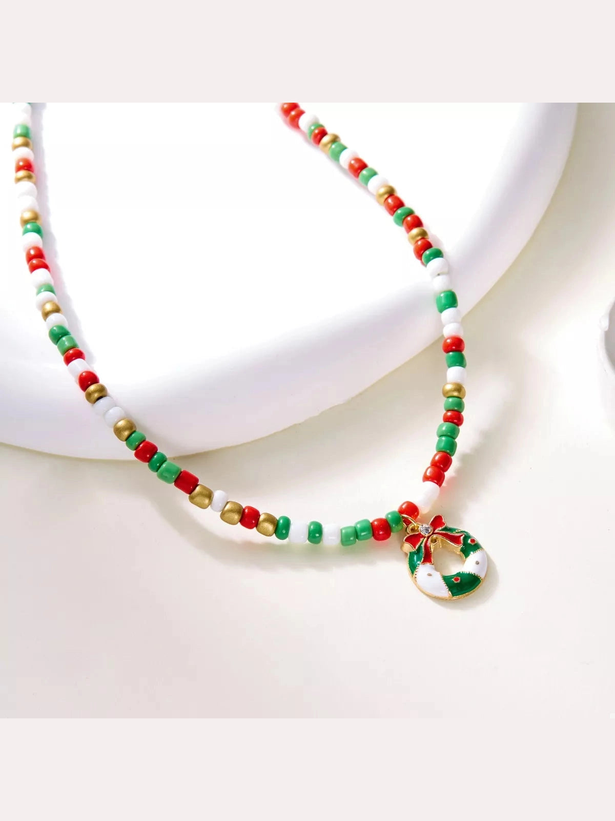 Christmas Themed Beaded Pendant Necklace NicholesGifts