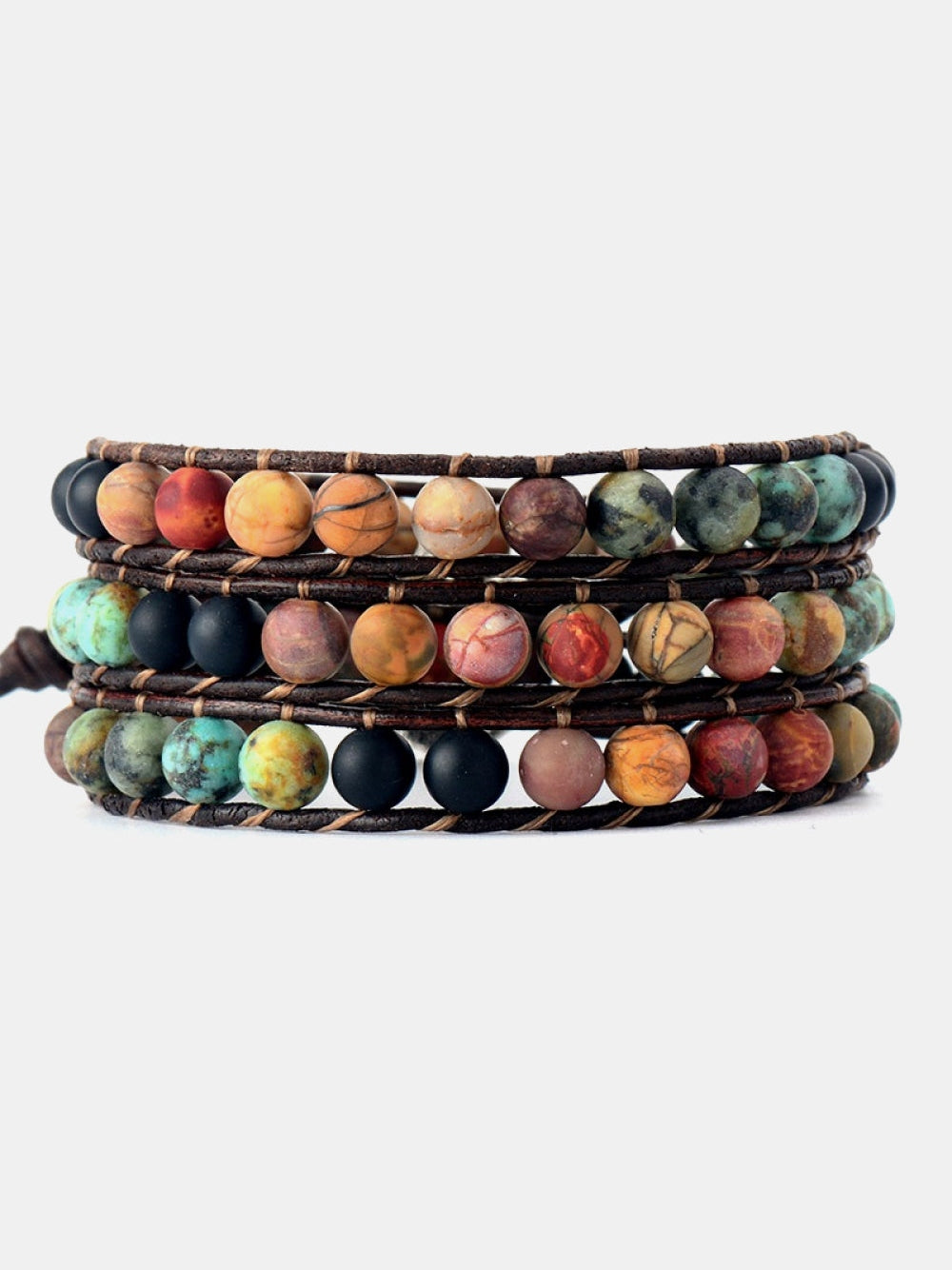 Handmade Triple Layer Beaded Agate Bracelet