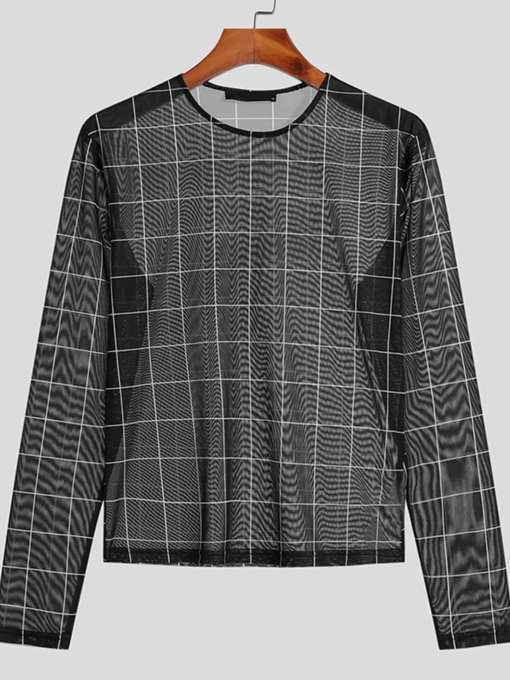 Men's Full Size Plaid Round Neck Long Sleeve Top Plus Size NicholesGifts