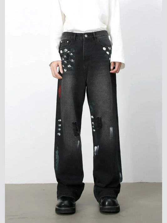 Men's Paint Loose Jeans Trendsi