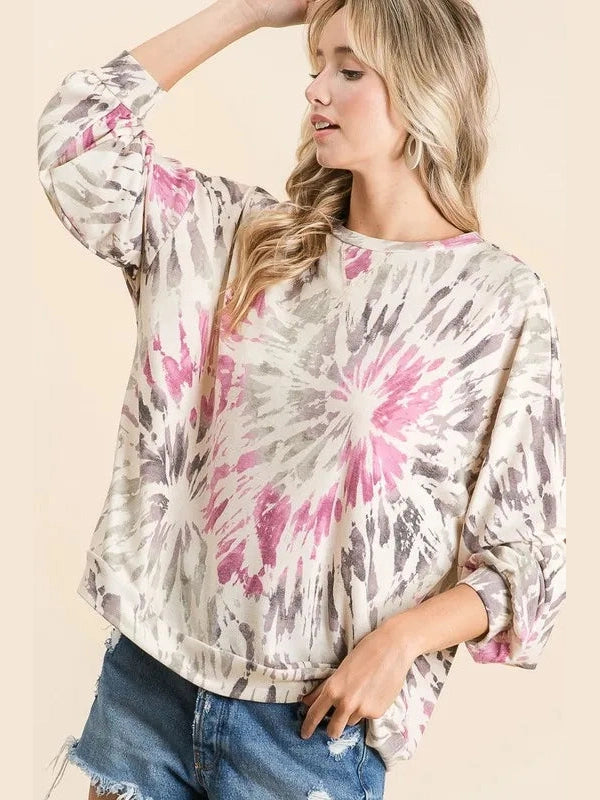 BiBi Tie Dye Print Terry Pull Over nicholesgifts