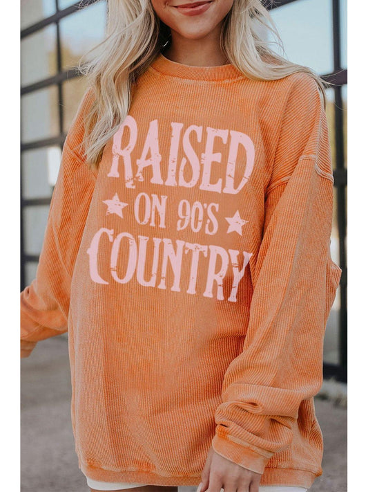 Women Letter Graphic Round Neck Long Sleeve Sweatshirt