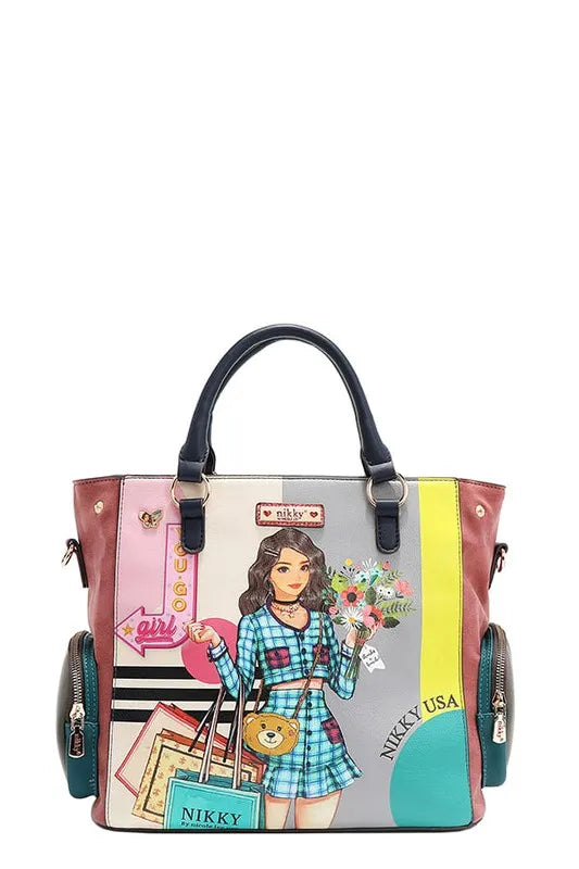Nicole Lee USA Eco-Leather Handbag with Side Pockets Trendsi