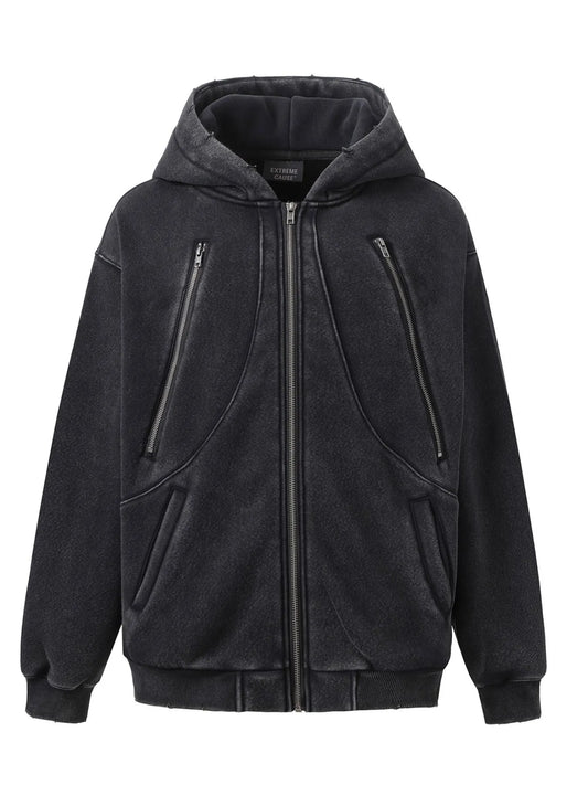 Men's Zip-Up Long Sleeve Hooded Jacket Trendsi