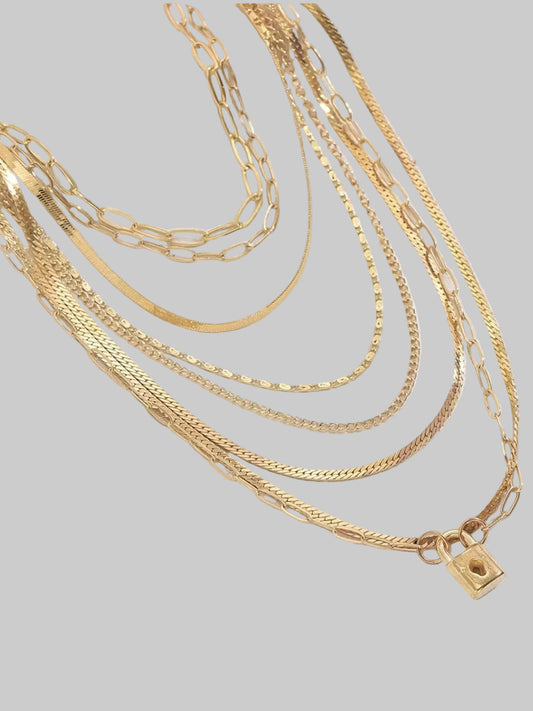 Women 18K Gold-Plated Stainless Steel Multi-Layer Necklace nicholesgifts