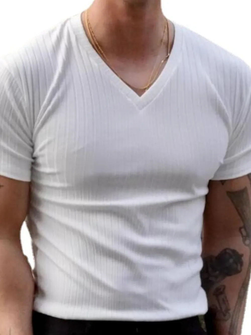 Men's Plus Size V-Neck Short Sleeve T-Shirt Trendsi