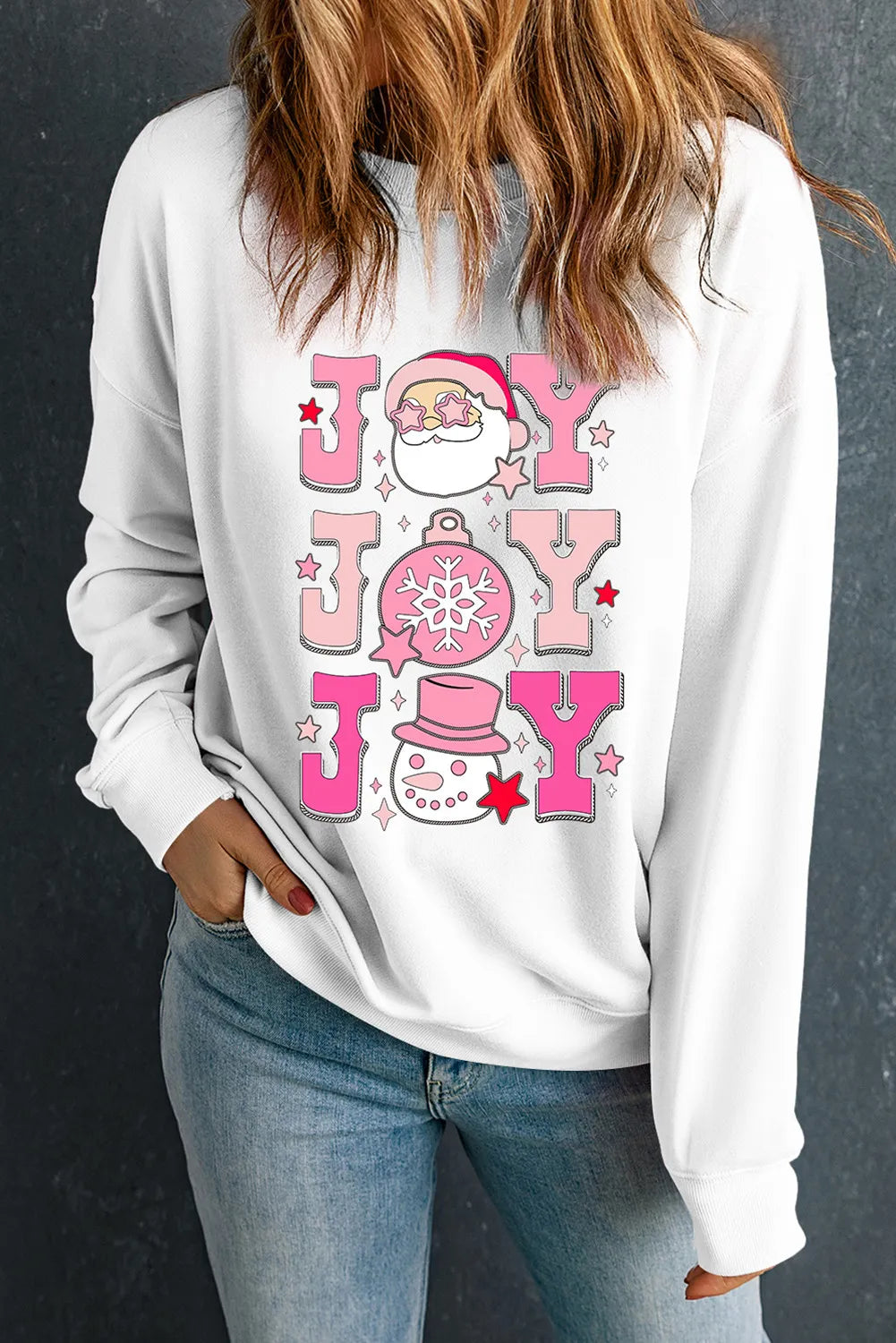 JOY Round Neck Long Sleeve Sweatshirt NicholesGifts