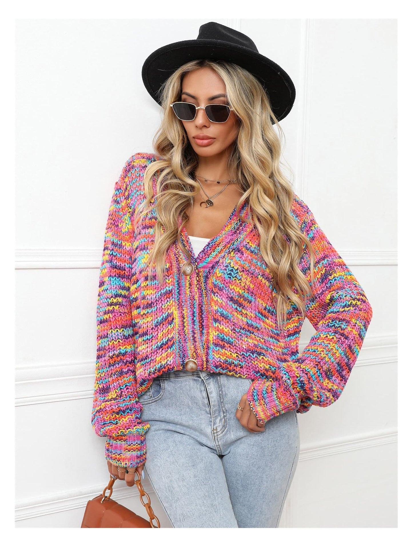 Women V-Neck Long Sleeve Cardigan