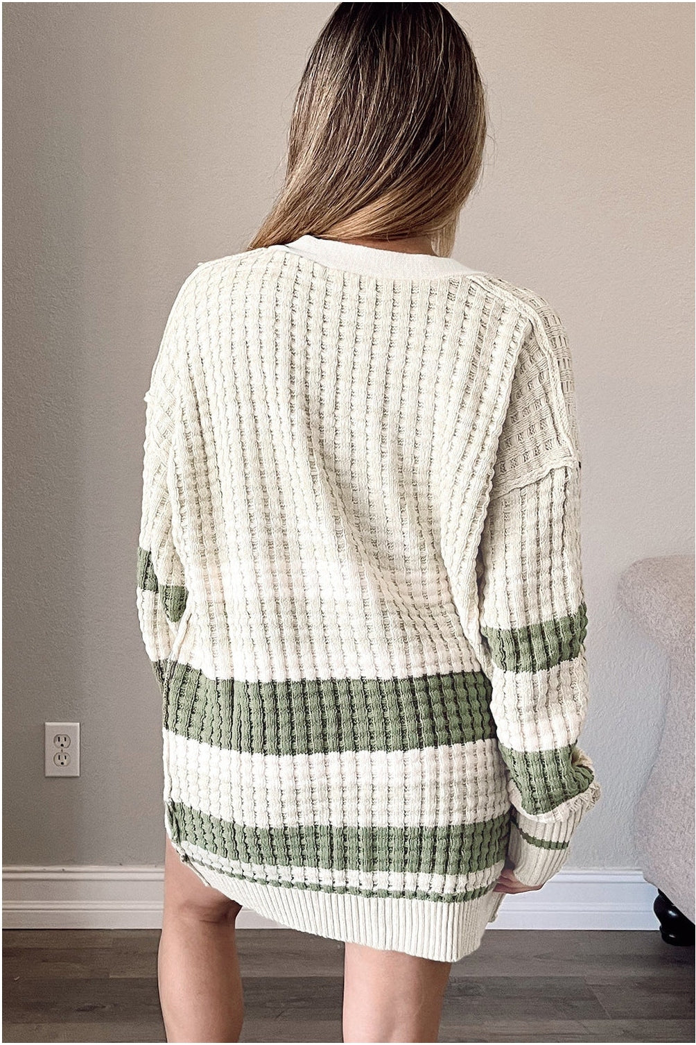 NicholesGifts Women Striped Button Down Cardigan NicholesGifts
