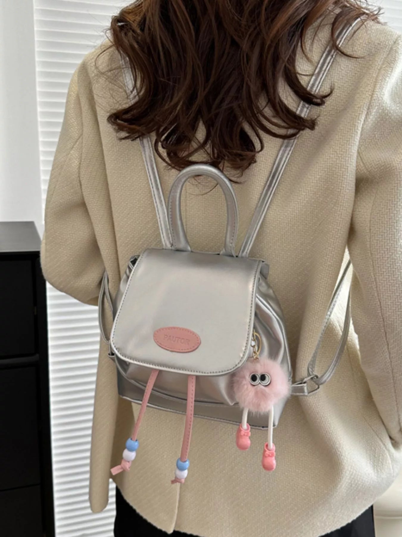 Mini Leather Drawstring Backpack Bag nicholesgifts