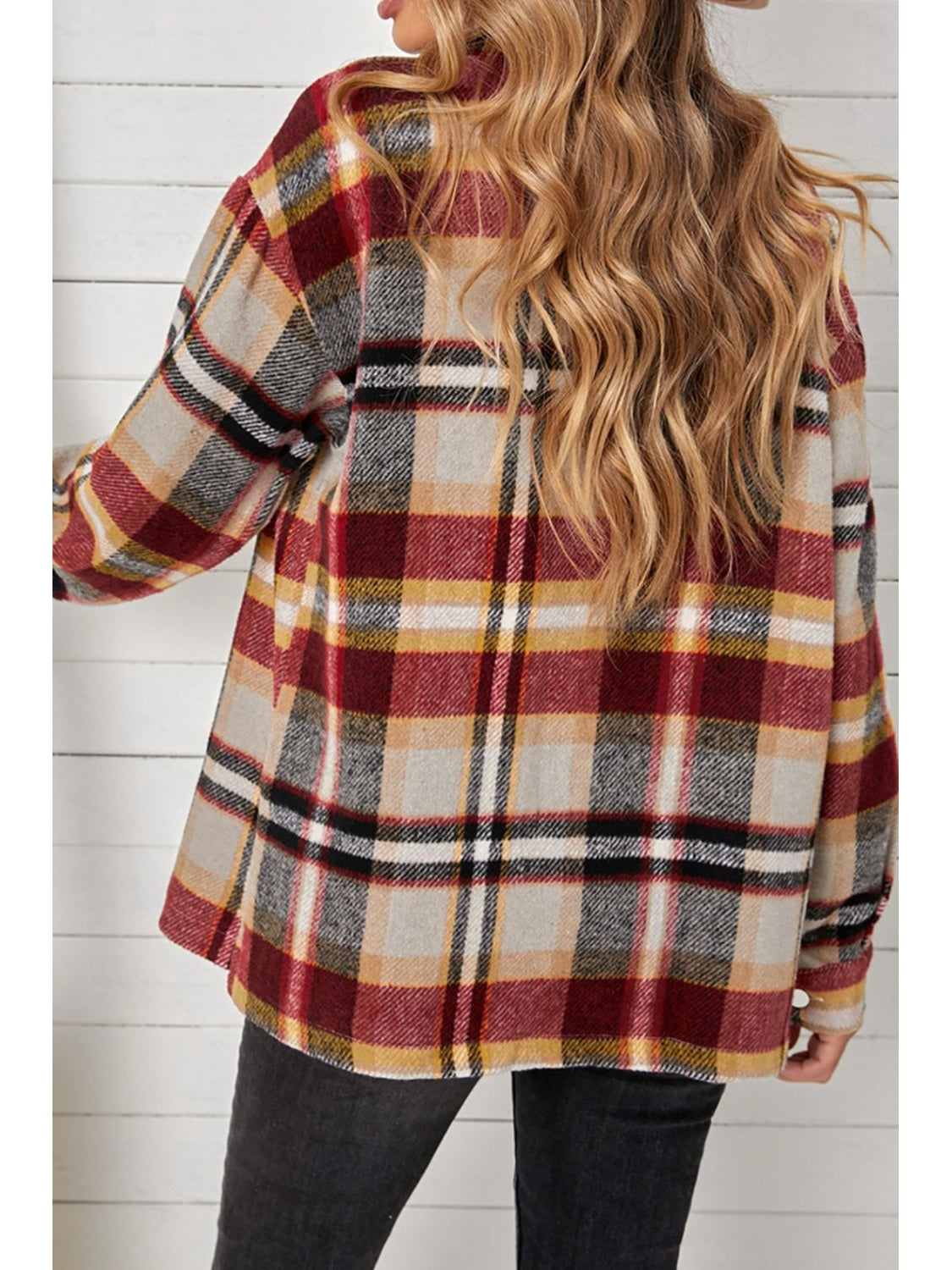 Plaid Pocketed Button Down Shacket NicholesGifts