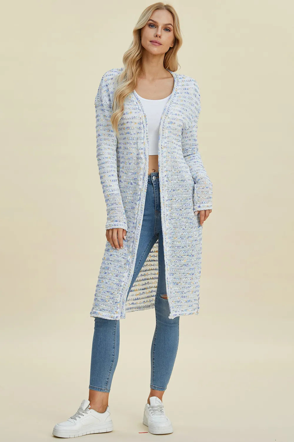 Double Take Full Size Open Front Longline Cardigan NicholesGifts