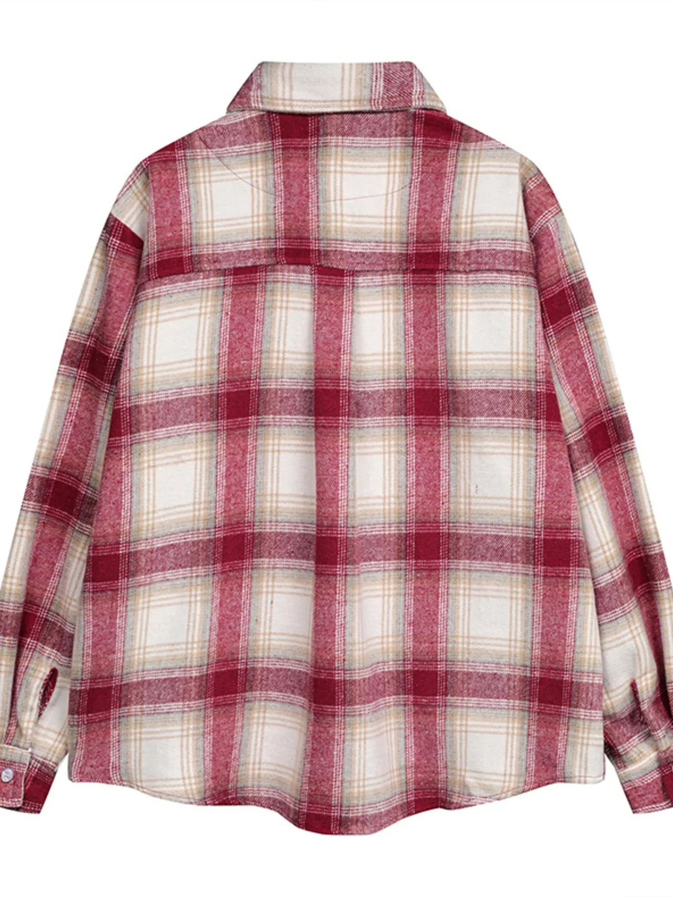 Men's Plaid Button Up Long Sleeve Jacket Trendsi