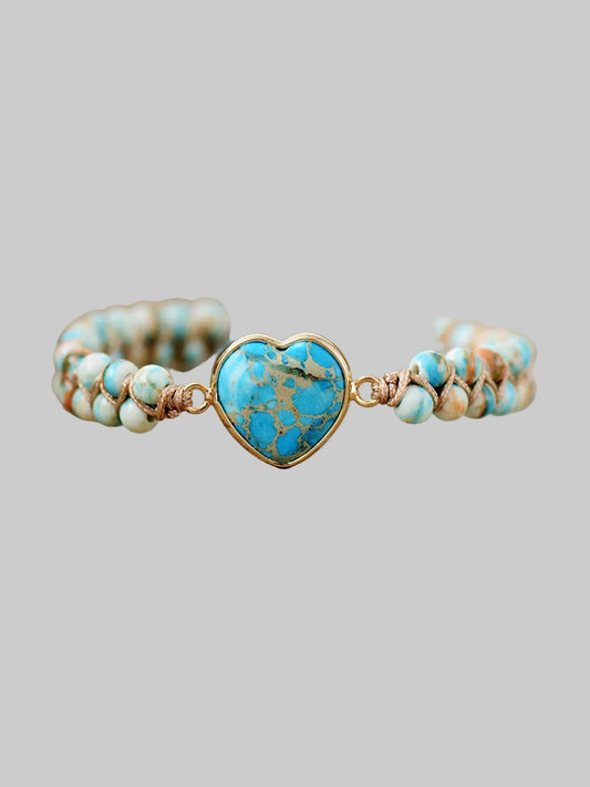 Women Handmade Heart Shape Natural Stone Bracelet nicholesgifts