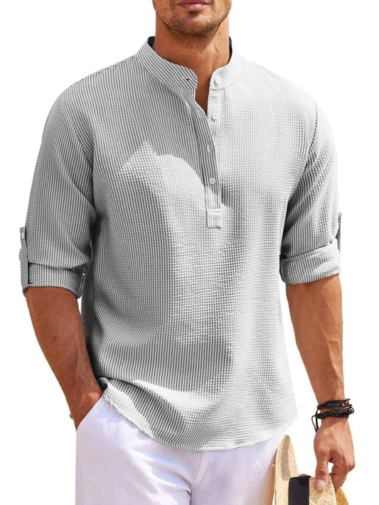 Men's Full Size Button Detail Long Sleeve Top Plus Size NicholesGifts