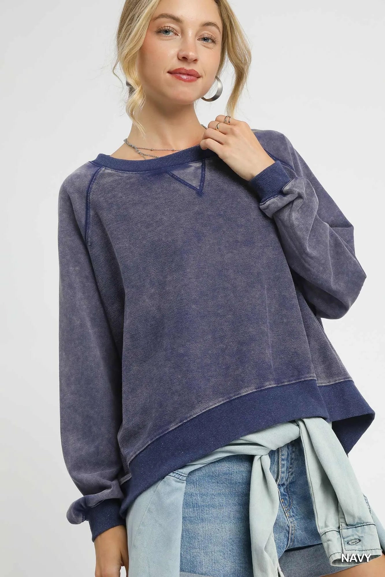 Umgee Mineral Wash French Terry Sweatshirt NicholesGifts