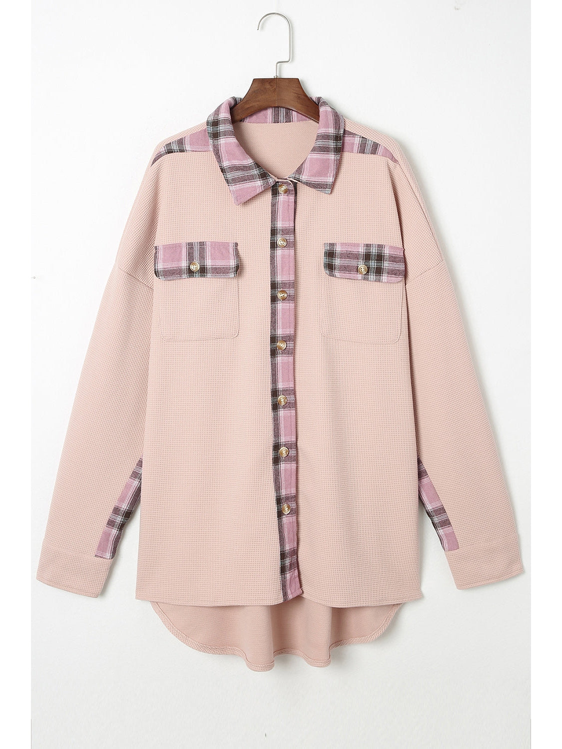 Plaid Button Down Collared Jacket nicholesgifts