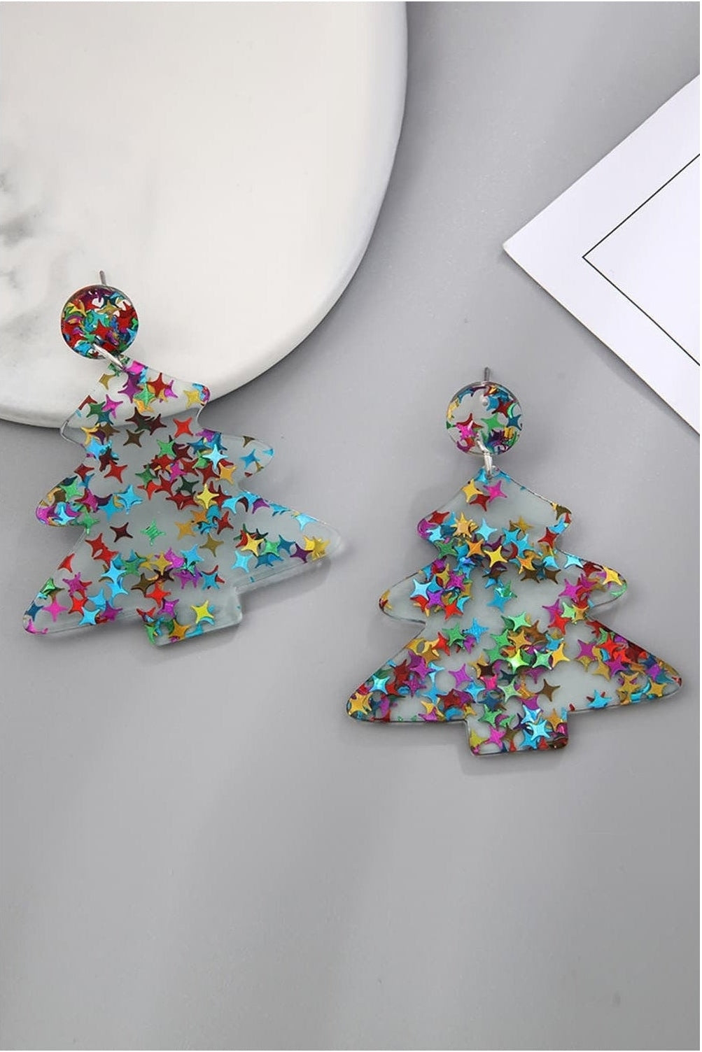 Women Christmas Tree Acrylic Earrings NicholesGifts