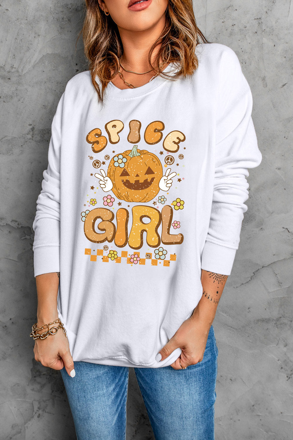 Round Neck Long Sleeve SPICE GIRL Graphic Sweatshirt NicholesGifts