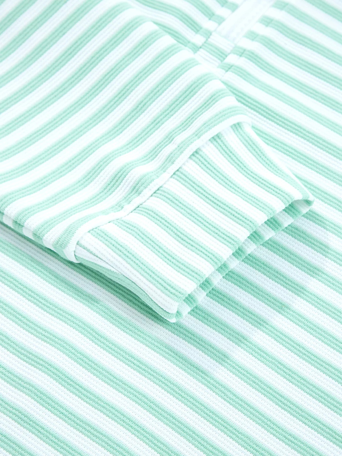 Stripe Quarter Zip Collar Long Sleeve Top Trendsi