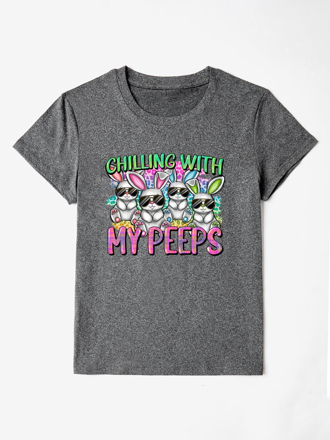 Women Chilling With My Peeps Round Neck Short Sleeve T-Shirt NicholesGifts