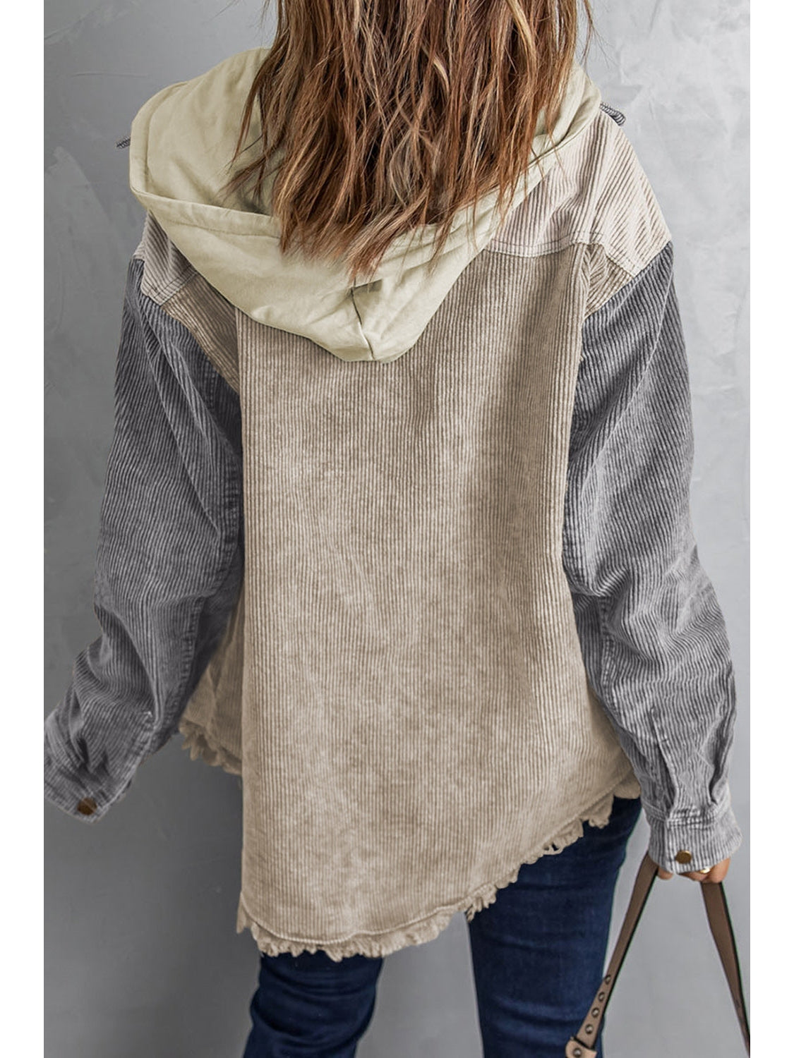 Snap Front Hooded Corduroy Shacket