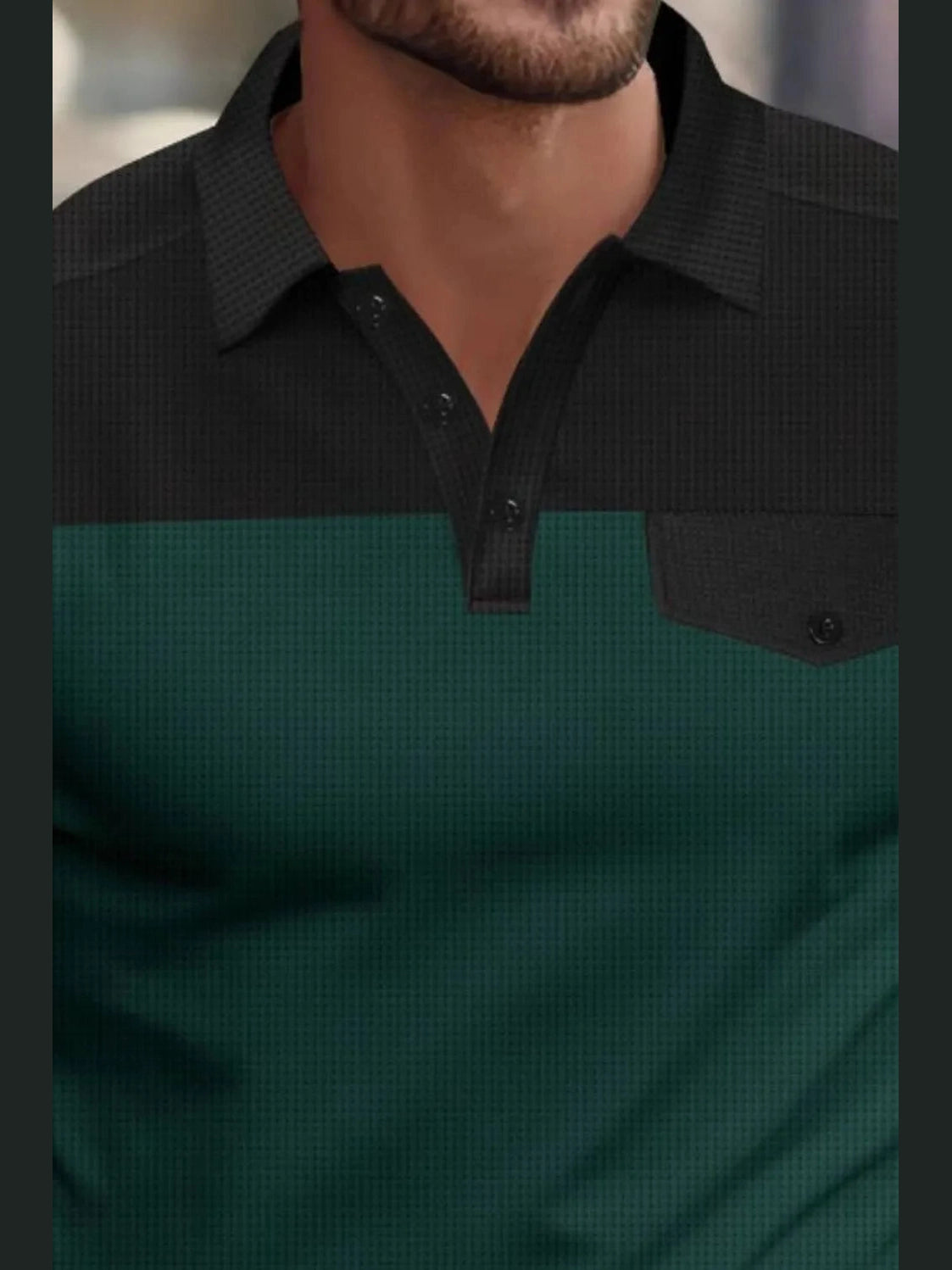 Men's Full Size Waffle-Knit Collared Contrast Polo Plus Size