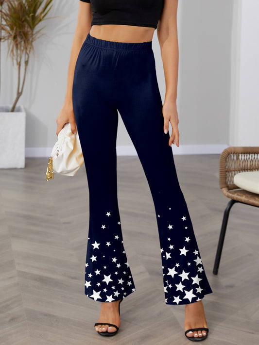 Star Elastic Waist Bootcut Pants NicholesGifts