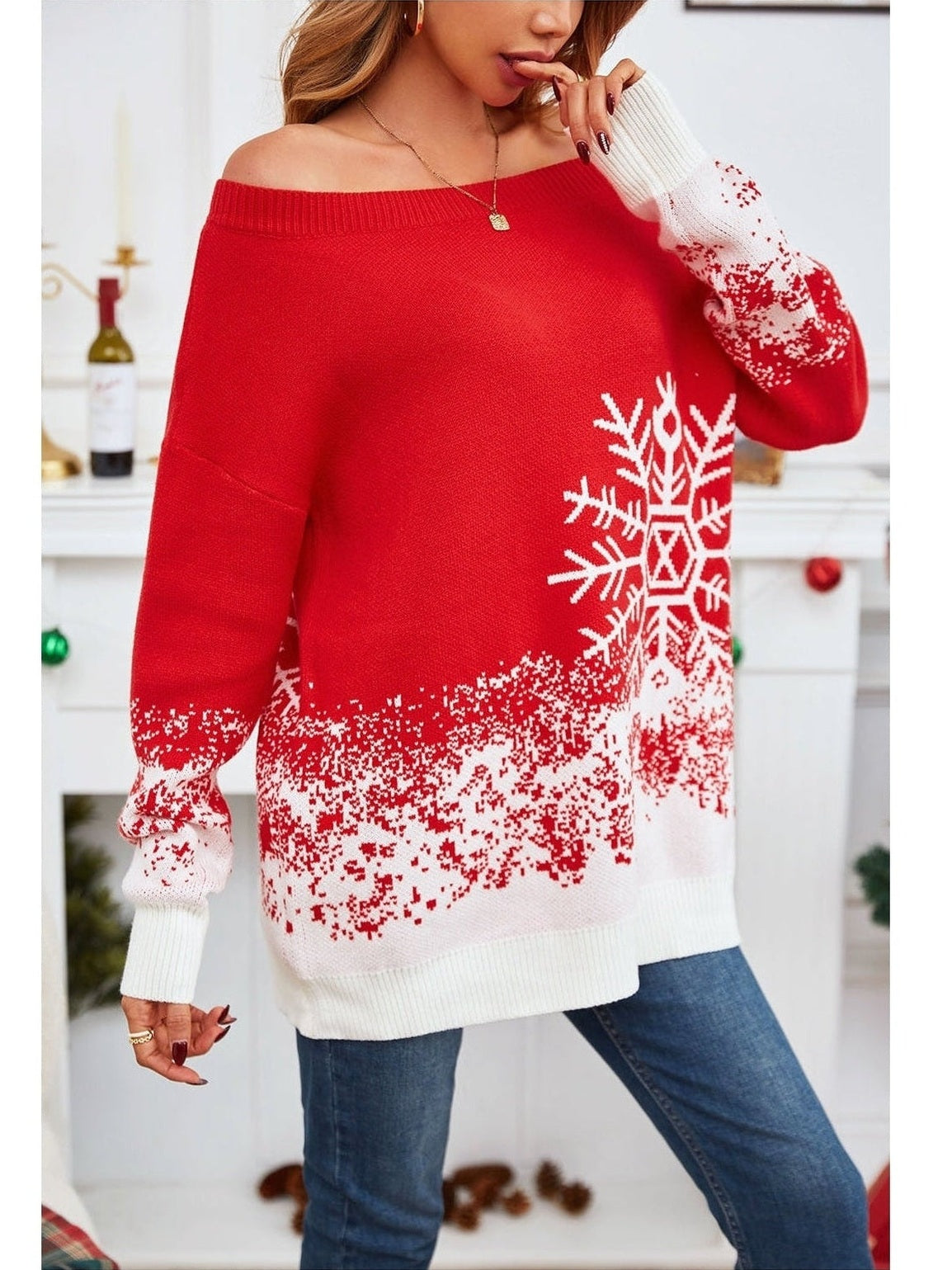 Off-Shoulder Long Sleeve Sweater