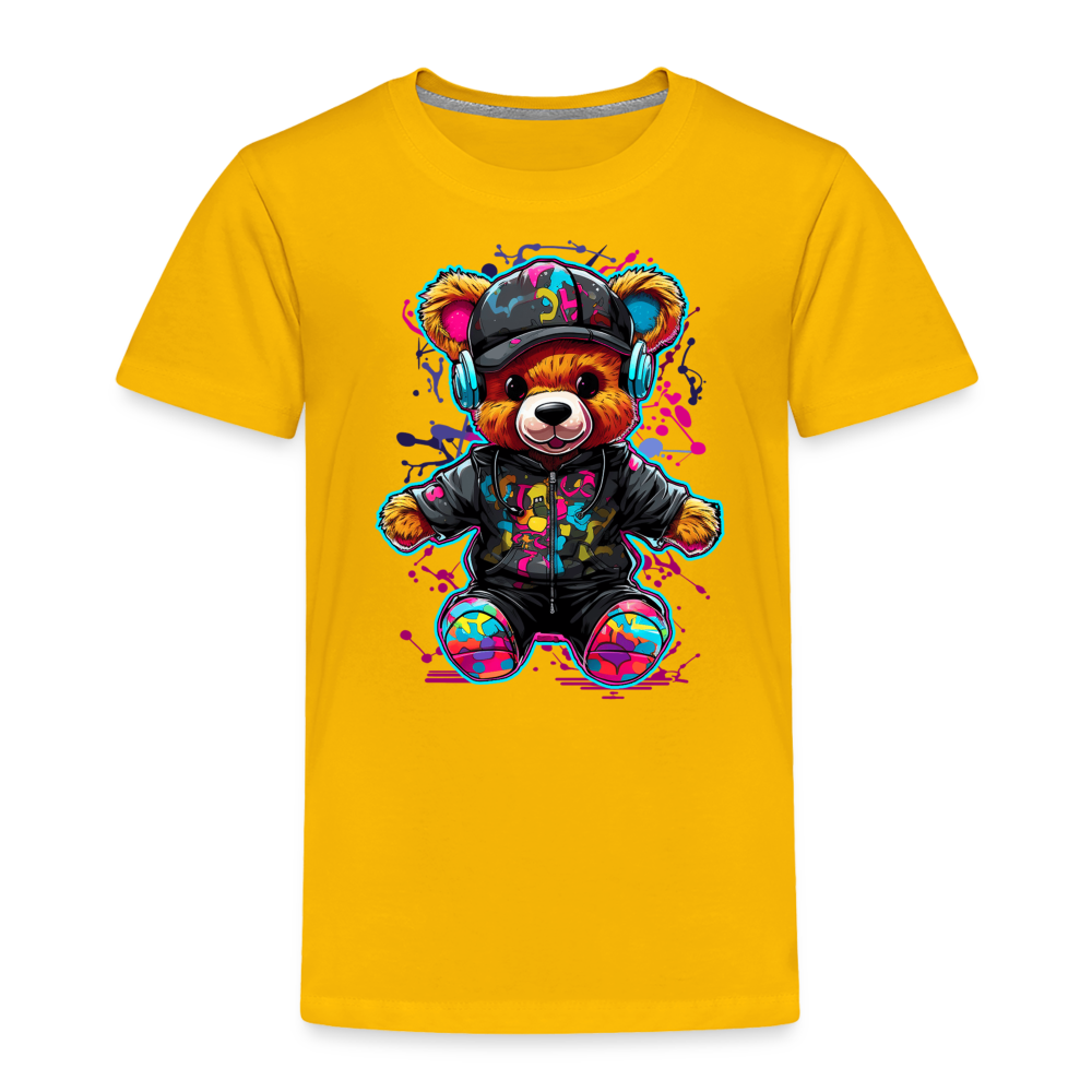 Toddler Boys Colorful Bear with Headphones Short Sleeve Crewneck T-Shirt NicholesGifts