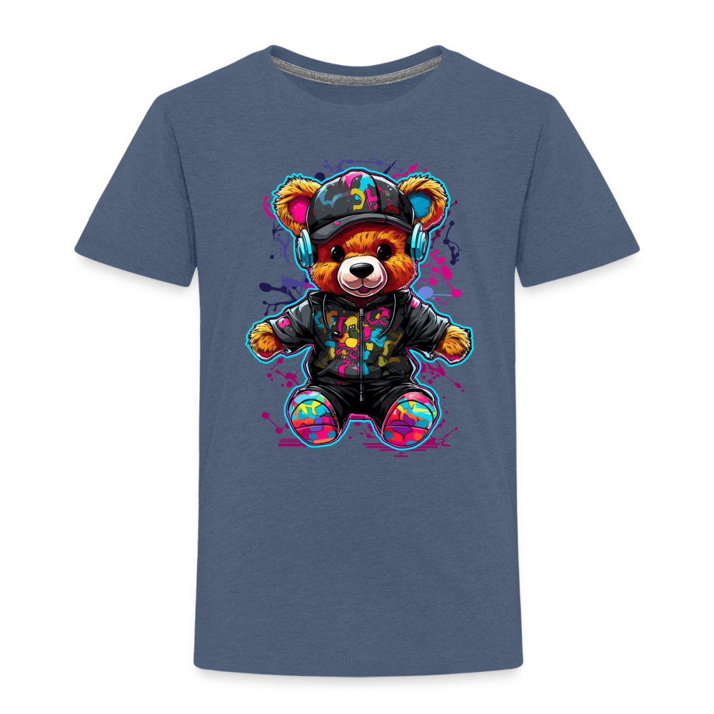 Toddler Boys Colorful Bear with Headphones Short Sleeve Crewneck T-Shirt NicholesGifts